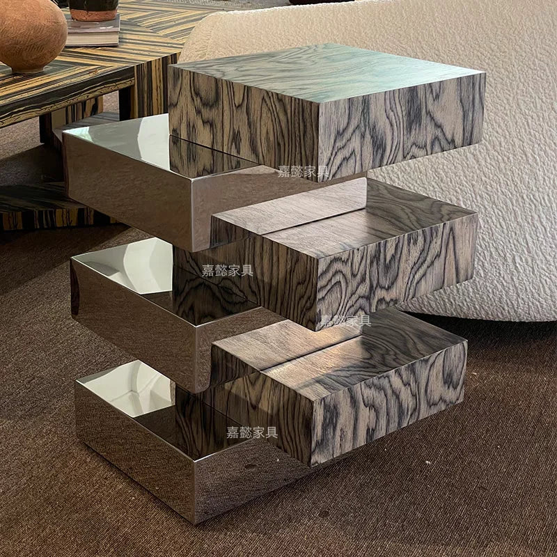Geometric Metal Side Table – Light Luxury Accent Table
