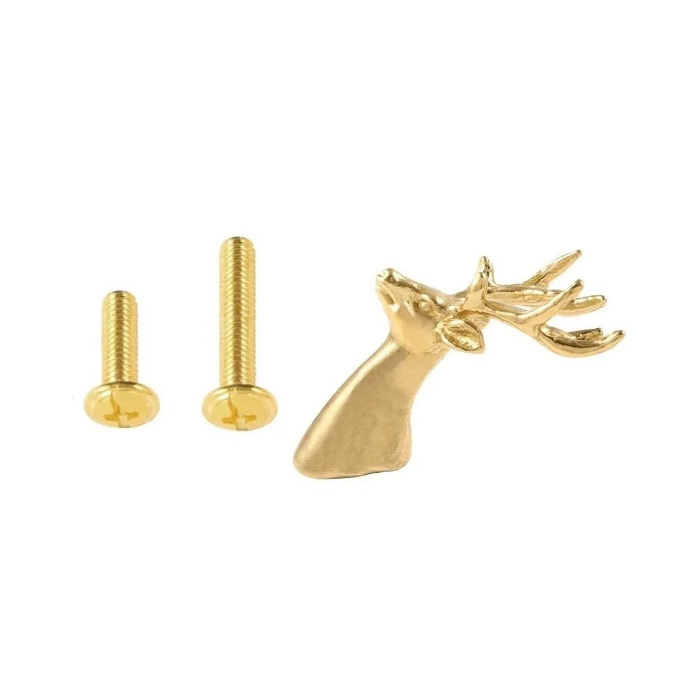 Poignée de Meuble Laiton Forme Tête de Cerf Style Rétro