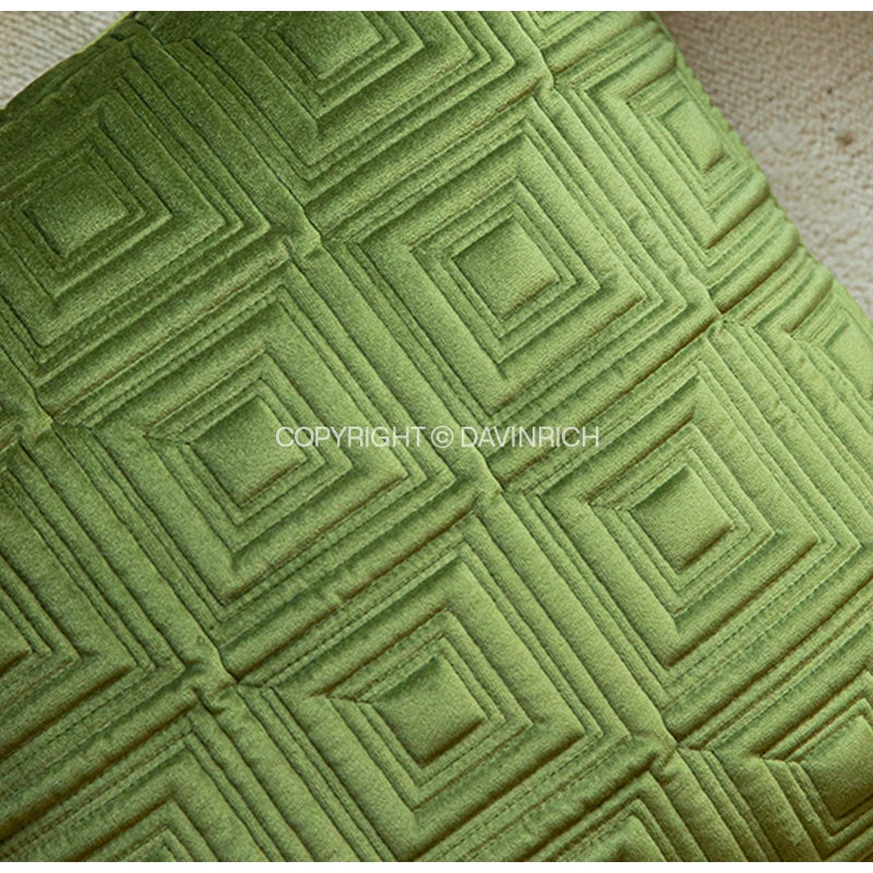 Housse de Coussin Matelassée 3D Motif Géométrique Vert Pistache