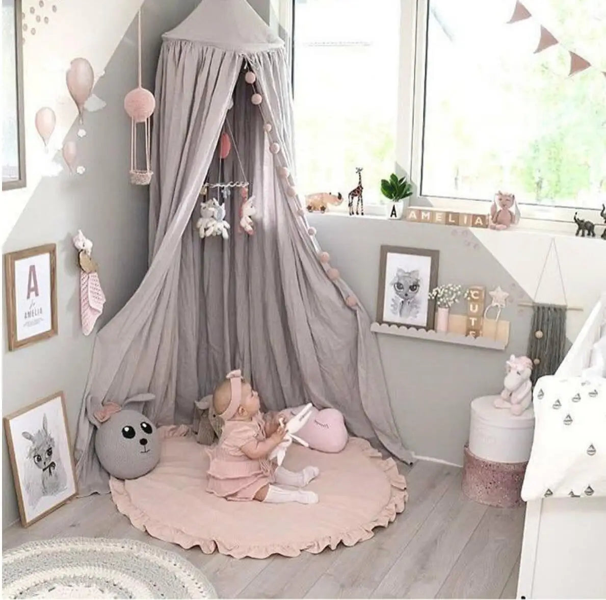 Tapis d'Éveil Rond Dentelle en Coton