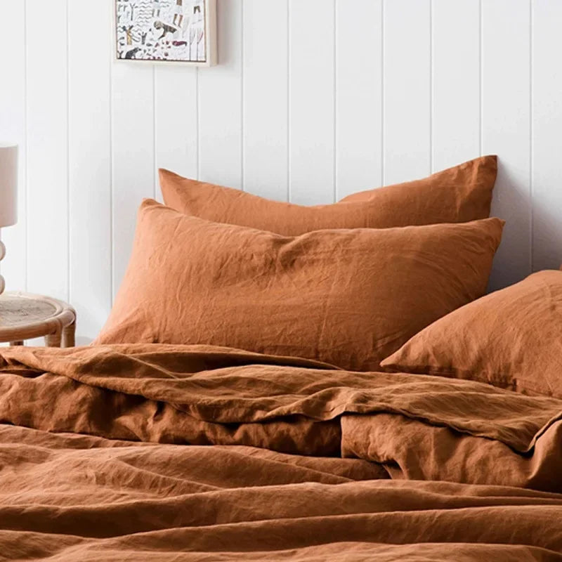 Housse de Coussin Lin Pur Format Enveloppe Coloris Uni