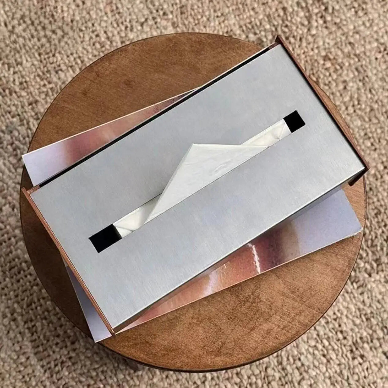 Boîte à Mouchoirs Acier Inoxydable Luxe Table Basse