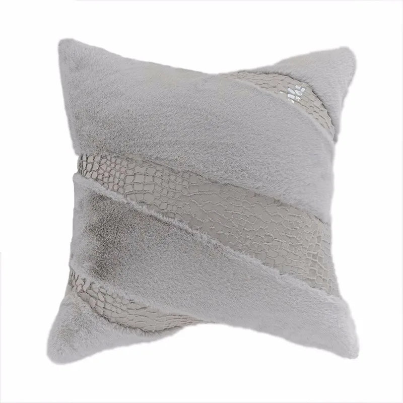 Housse de Coussin Fourrure Renard Sequins Style Italien Moderne