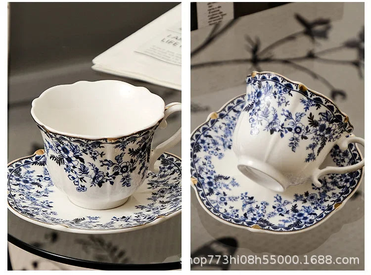 Tasse à Café en Porcelaine Bleu et Blanc Style Anglais