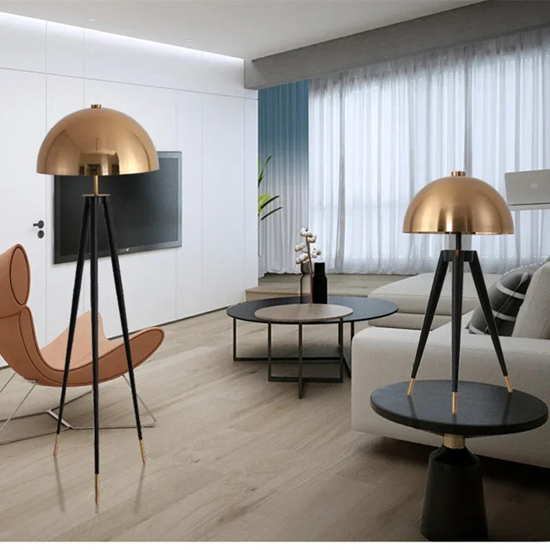 Lampadaire Trépied Vintage - Design Champignon Rétro