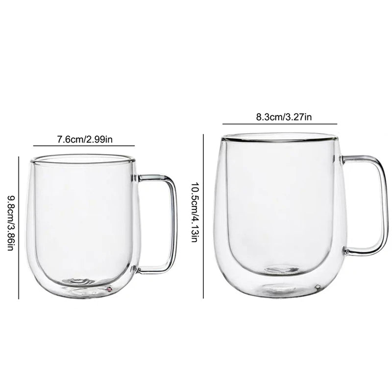 Tasse en Verre Borosilicate Double Paroi Résistante à la Chaleur