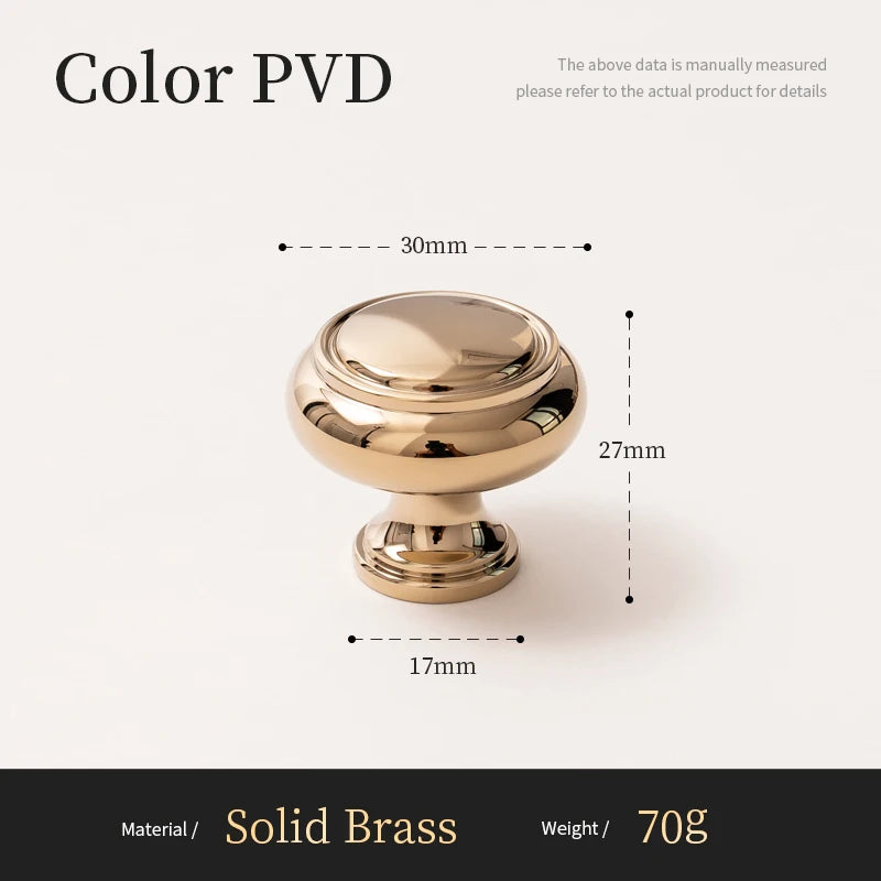 Solid Brass Handle – PVD Gold Drawer Pull