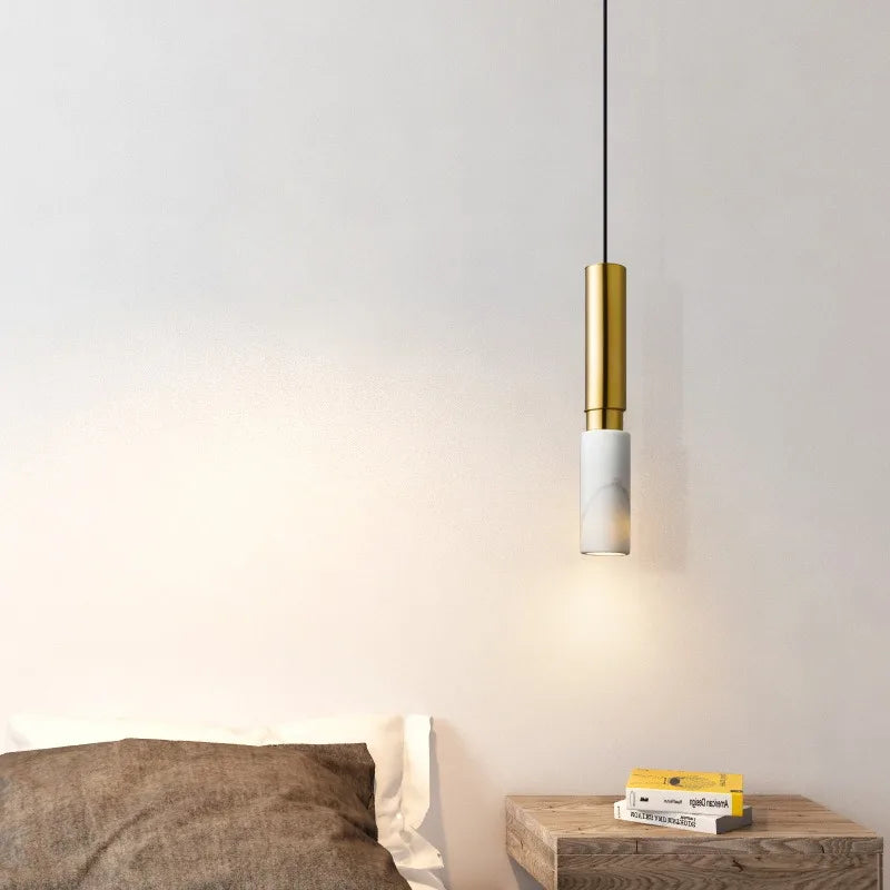 Suspension Tube Long Marbre Travertin Jaune Pierre Volcanique