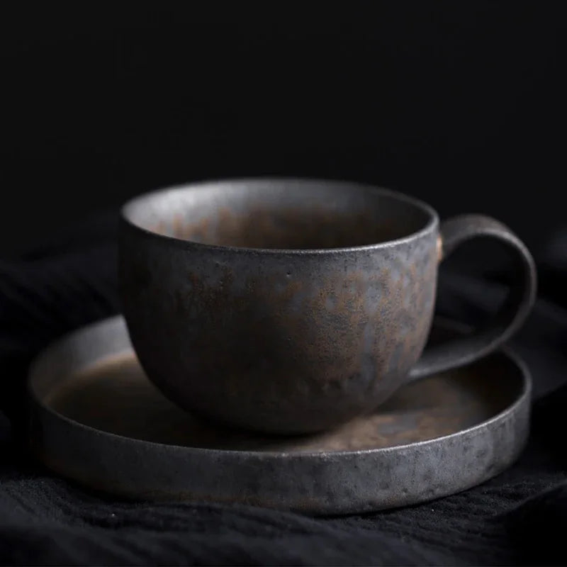 Tasse en Céramique Style Japonais Vintage Glaçure Rouille