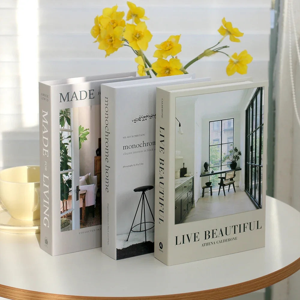 Ensemble Livres Décoratifs Factices Pliables Style Nordique