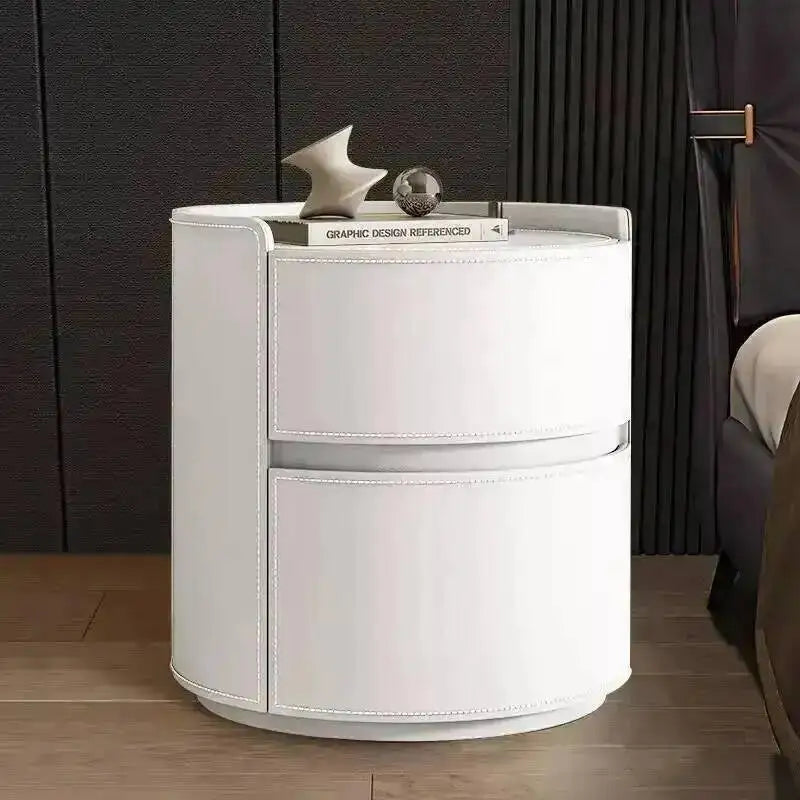 Saddle Leather Bedside Table – Italian Round