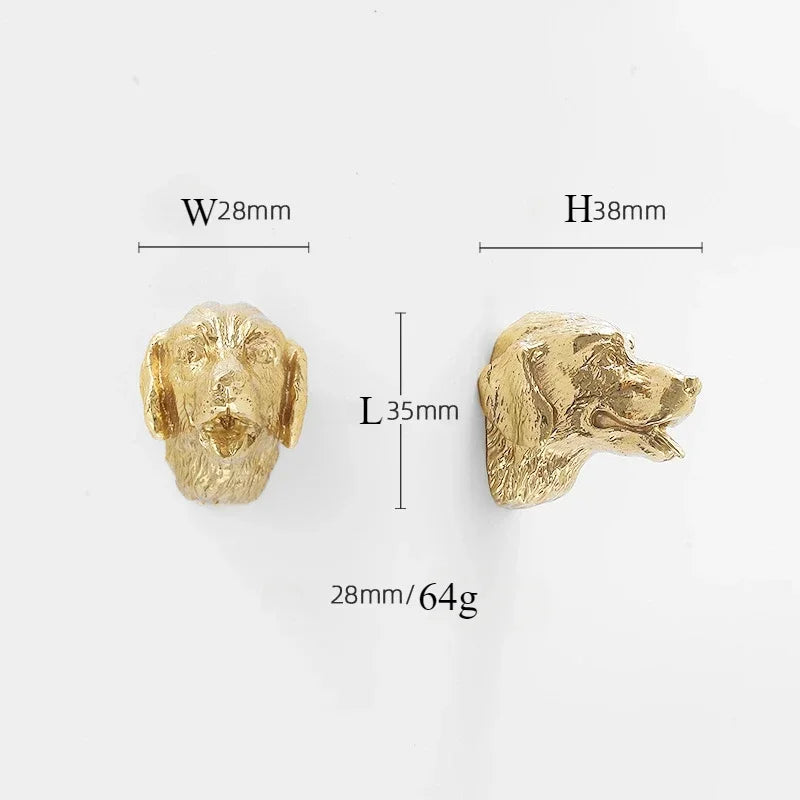 Poignée de Meuble Laiton Massif Forme Singe Doré