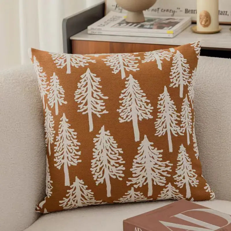 Housse de Coussin Jacquard Géométrique Gris Avoine Luxe Minimaliste