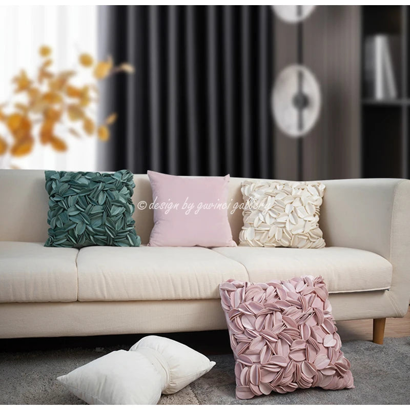Housse de Coussin Fleurie Romantique Faite Main 45x45cm