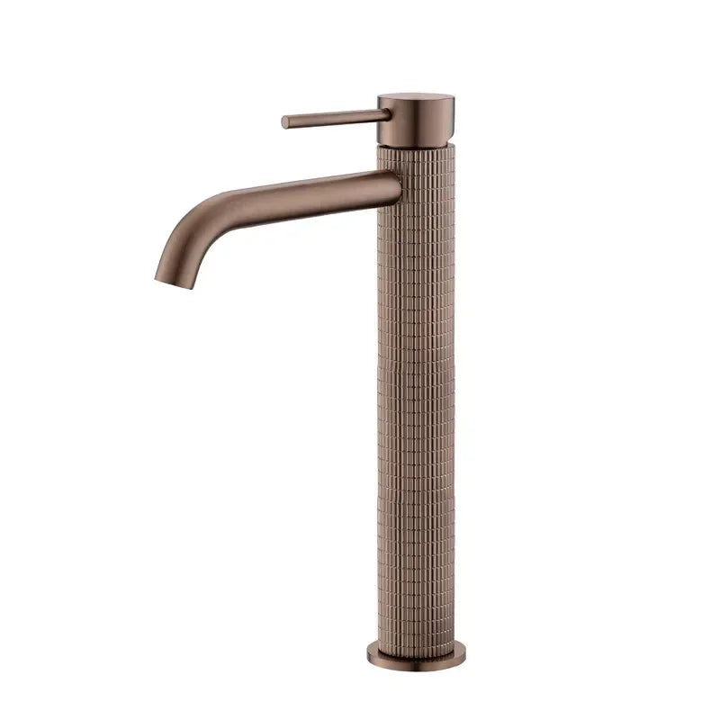 Robinet de Lavabo Or Rose Brossé Sculpté Artisanal