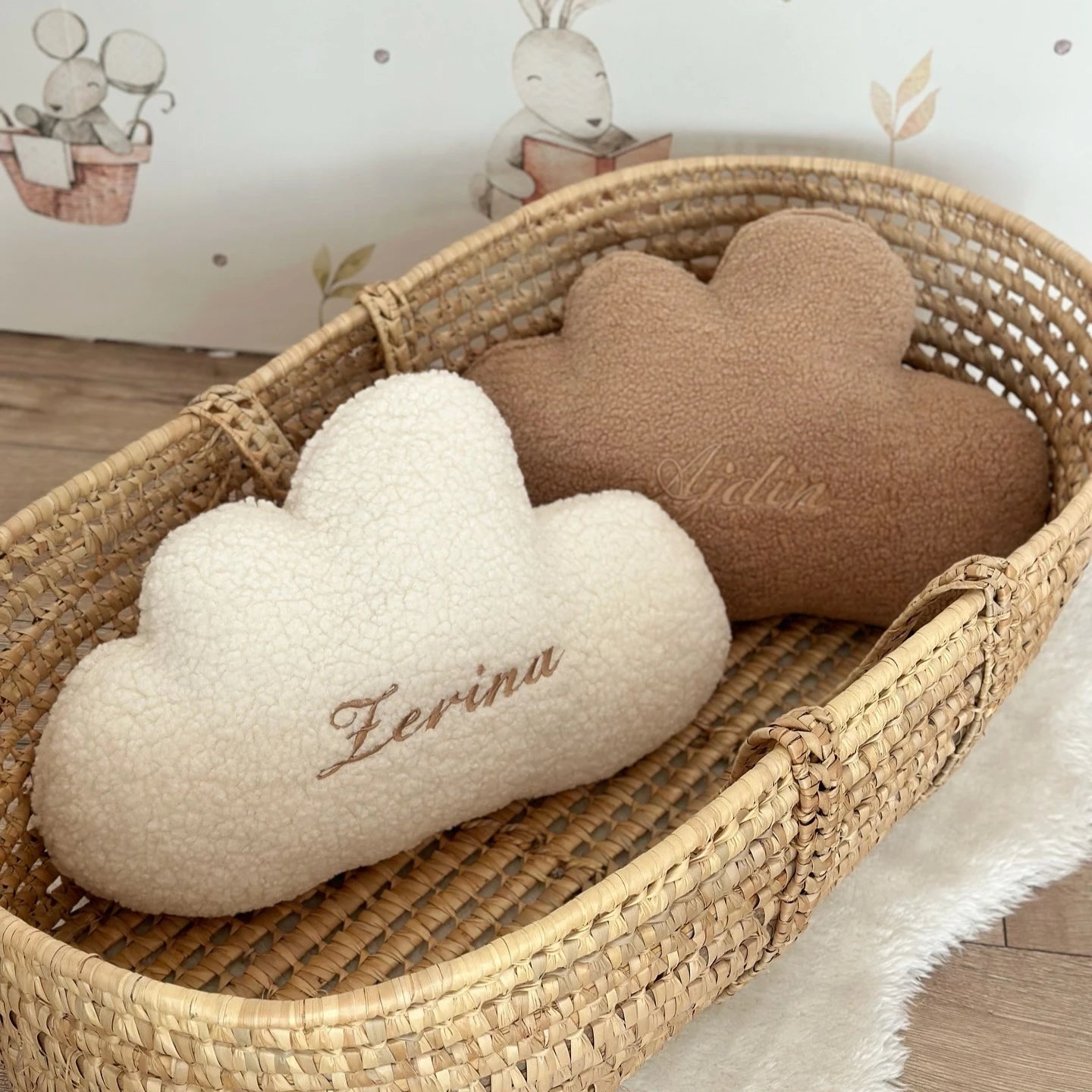 Coussin Bébé Nuage Personnalisable en Laine