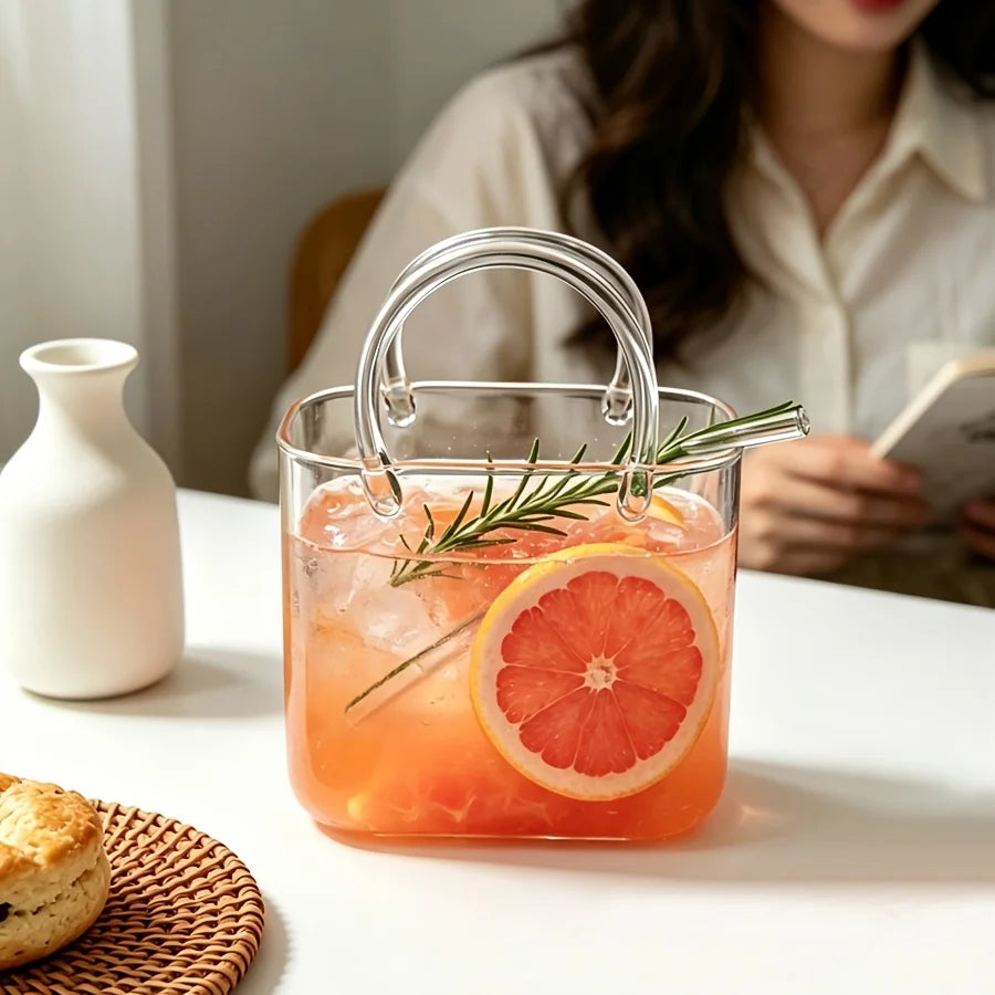 Verre Forme Sac à Main avec Paille Optionnelle