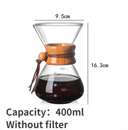 Verseuse à Café Filtre en Verre avec Filtre Inox