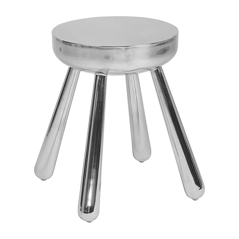 Silver Stainless Steel Stool – Nordic Minimalist Accent Seat, 34x34x41cm