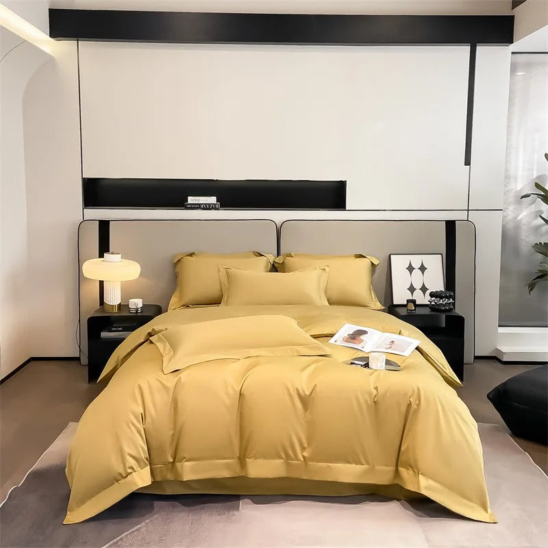 Parure de Lit Coton Égyptien 1000TC Ultra Douce 4 Pièces