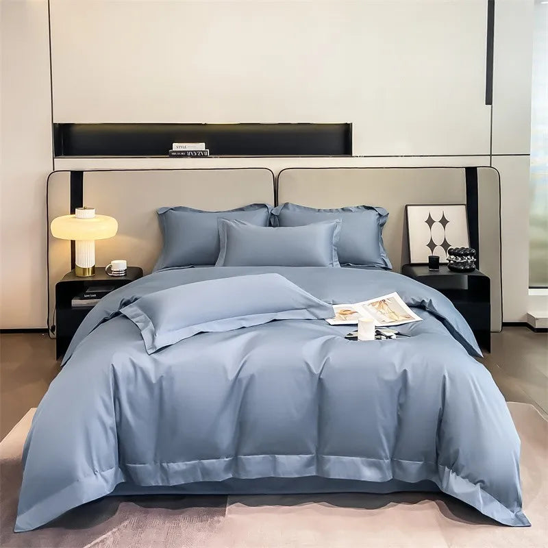 Parure de Lit Coton Égyptien 1000TC Ultra Douce 4 Pièces