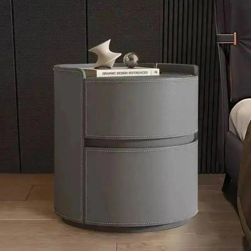 Saddle Leather Bedside Table – Italian Round