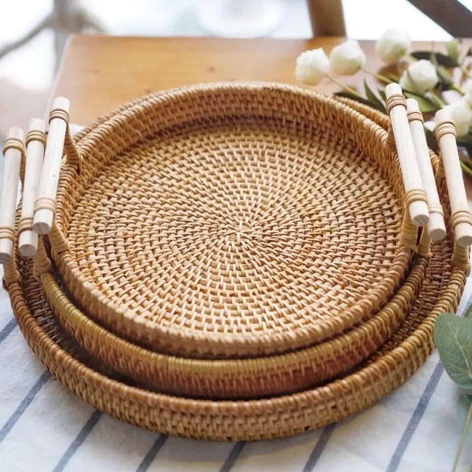 Panier de Rangement en Rotin Tressé - Avec Couvercle