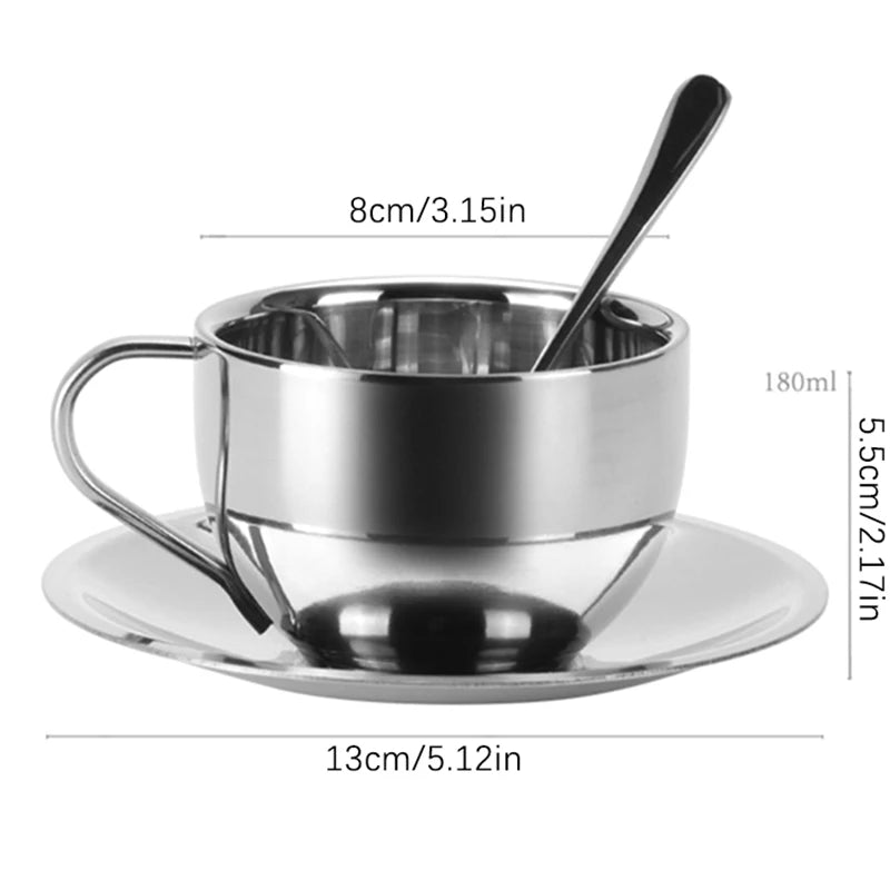 Double-Wall Coffee Cup Set – Stainless Steel, Set of 3