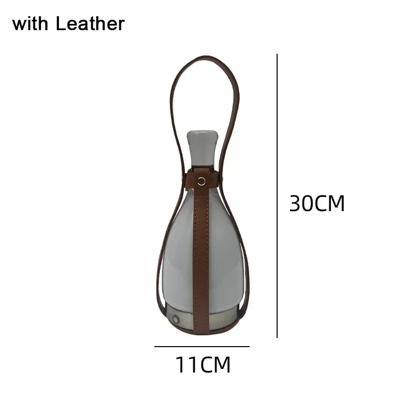 Lampe Bouteille Verre Nordique LED Portable Cuir