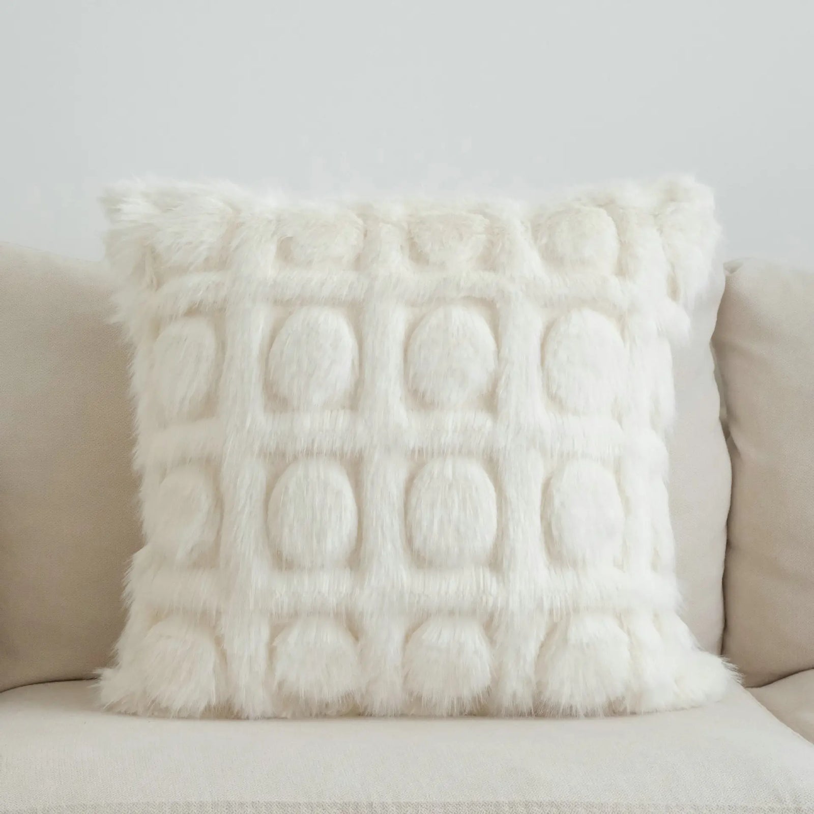 Housse de Coussin Arches Géométriques Effet Fourrure