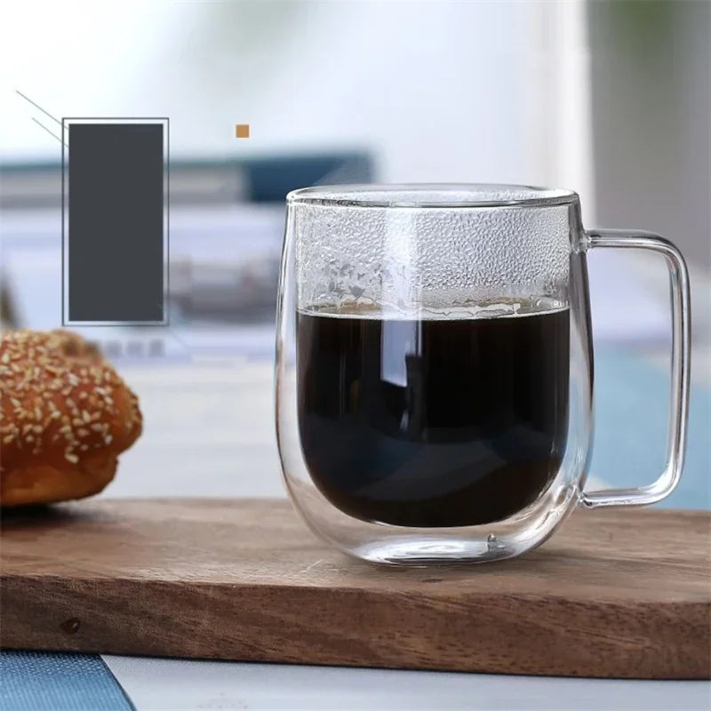 Tasse en Verre Borosilicate Double Paroi Résistante à la Chaleur