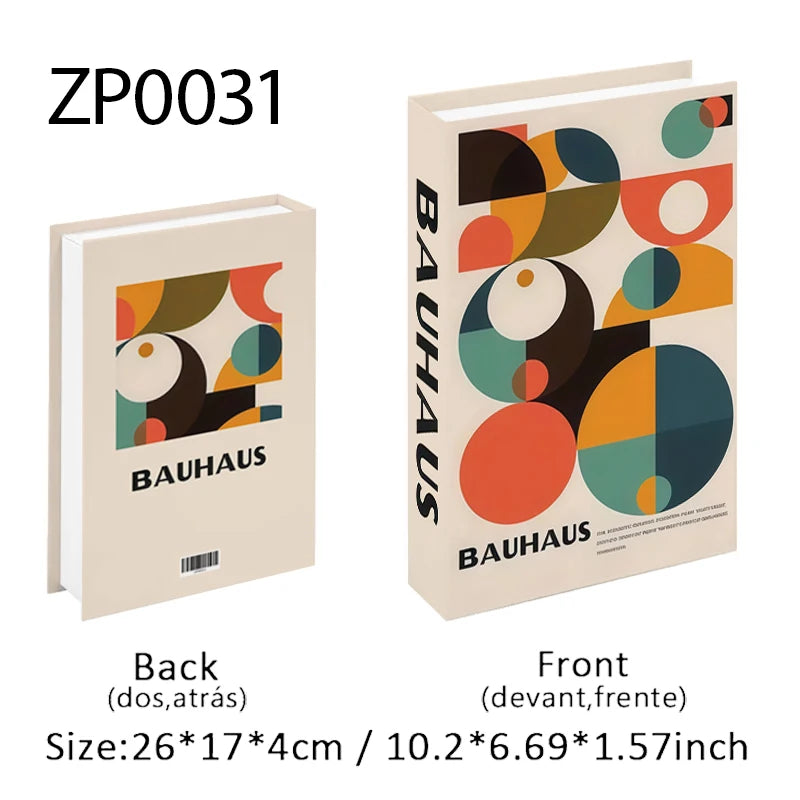 Faux Livres Décoratifs Boîte de Rangement Style Bauhaus