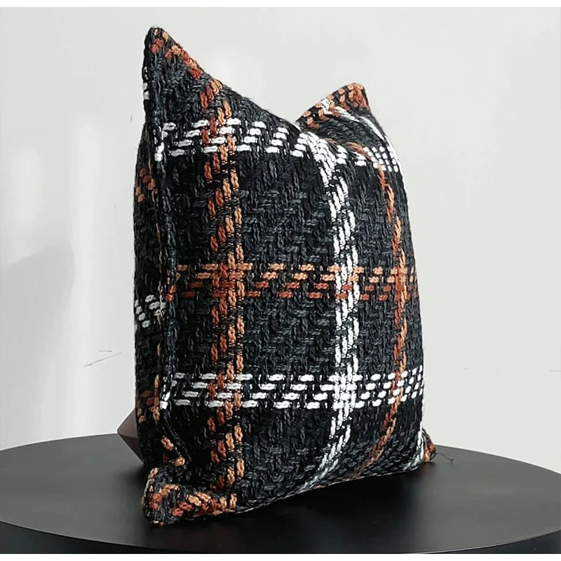 Housse de Coussin Écossaise Style Français Haut de Gamme