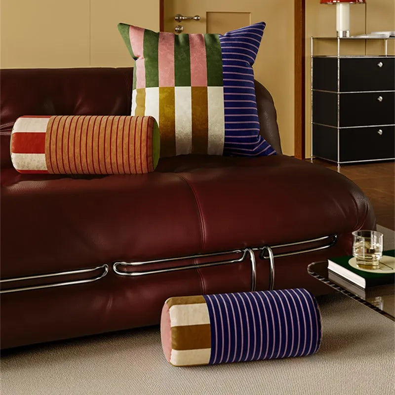Coussin Cervical Cylindrique en Velours - Support Nuque