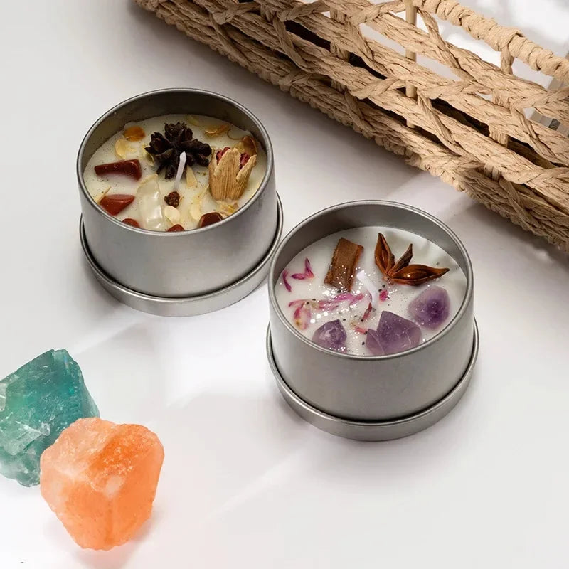 Bougie Parfumée Boîte Métal Noire Mèche Bois