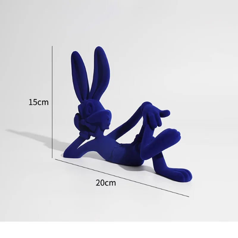 Statuette Lapin Résine Bleu Klein Design Moderne