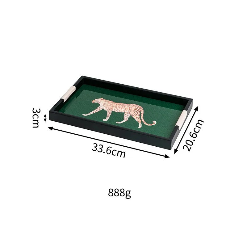 Plateau Décoratif Motif Léopard en Acrylique