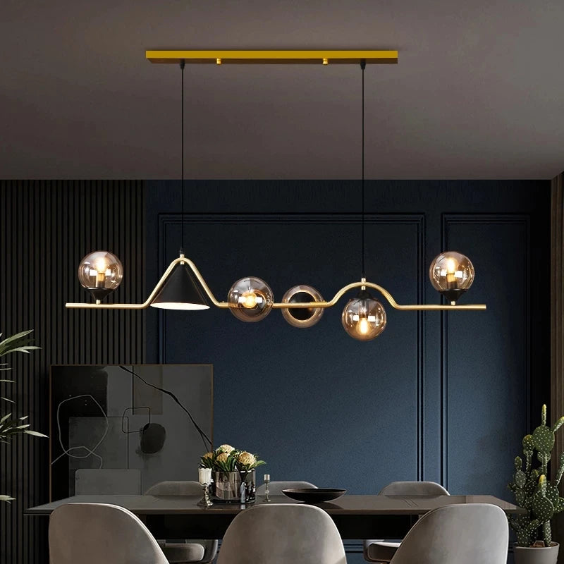 Suspension Boule de Verre Noire - Style Nordique LED