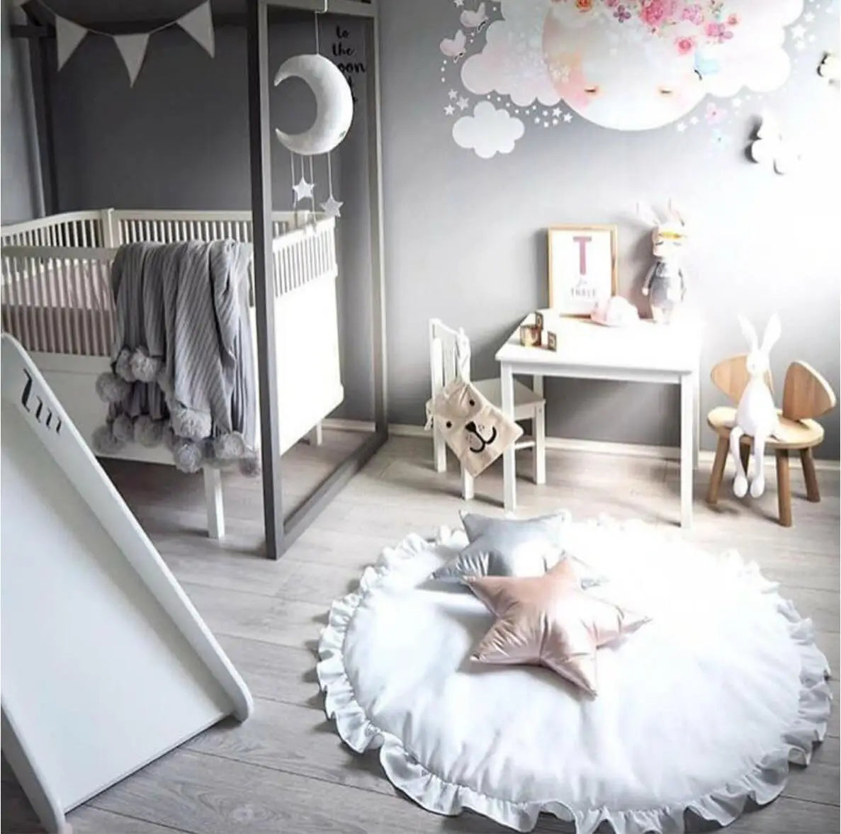 Tapis d'Éveil Rond Dentelle en Coton