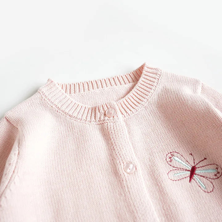 Cardigan Fille Brodé Motif Champignon