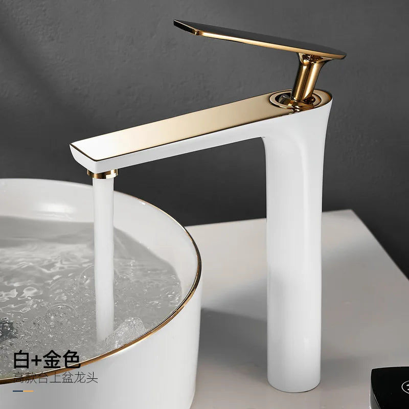 Robinet de Lavabo Cuivre Noir et Or Rehaussé