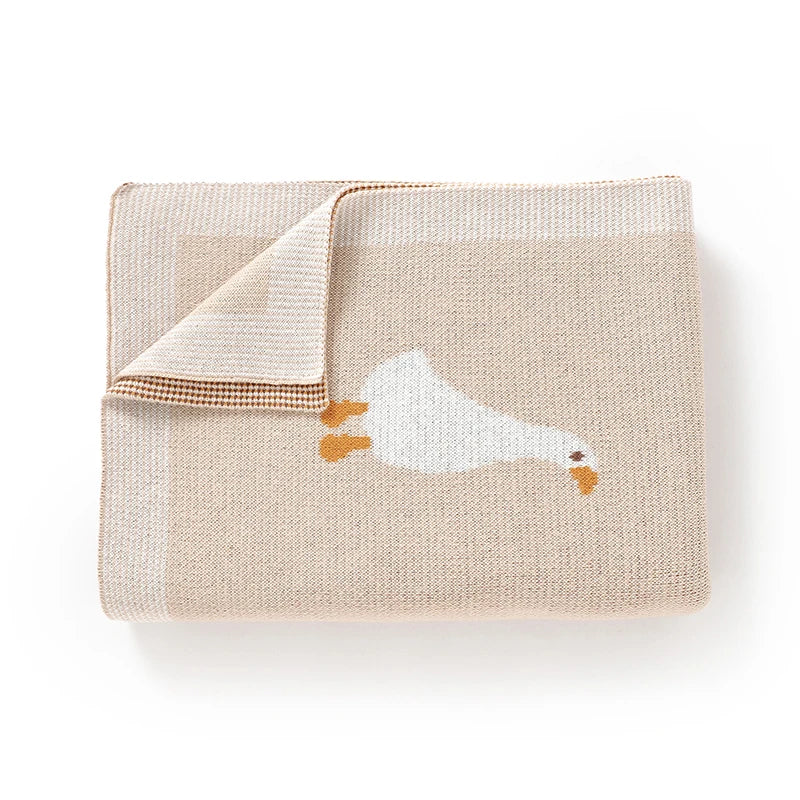 Couverture Bébé Coton Motif Oie Tricotée