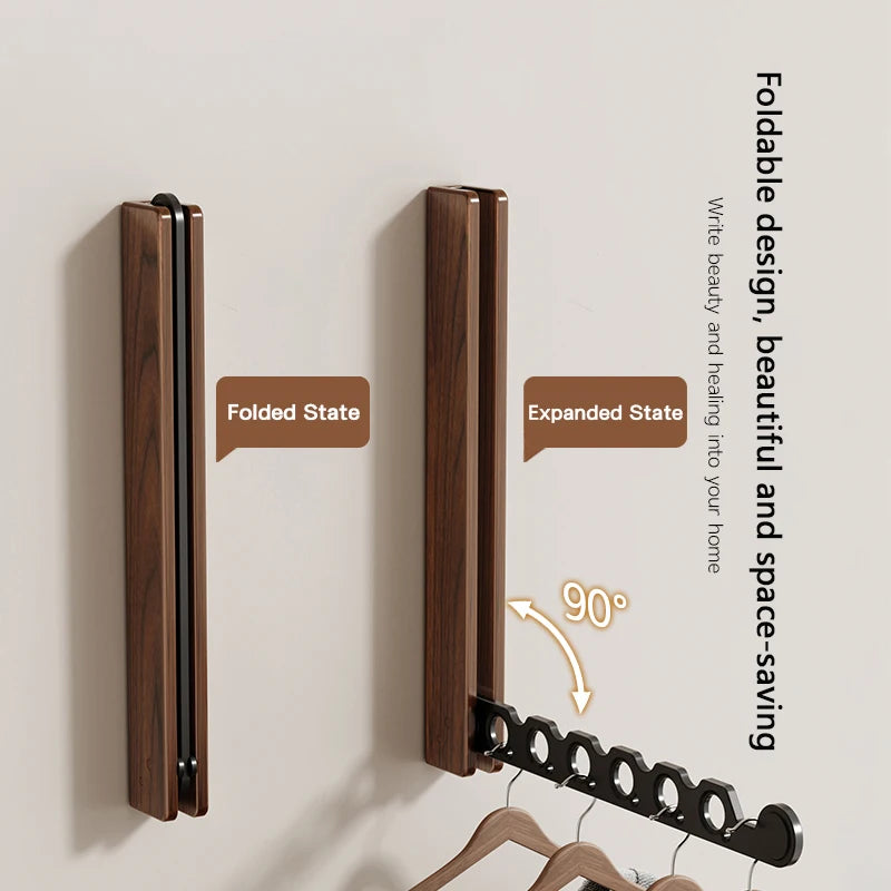 Porte-Vêtements Mural en Bois - Pliable et Escamotable