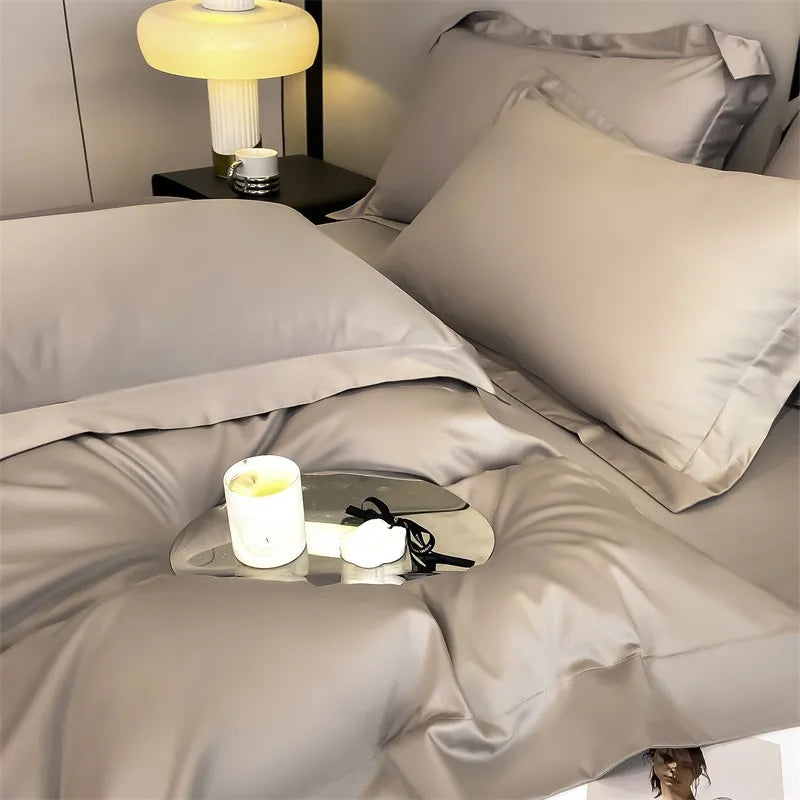 Parure de Lit Coton Égyptien 1000TC Ultra Douce 4 Pièces