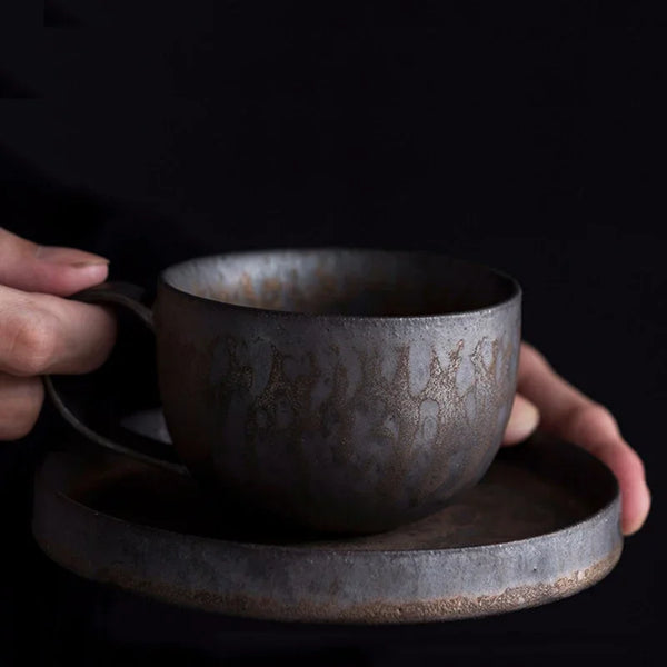 Tasse en Céramique Style Japonais Vintage Glaçure Rouille