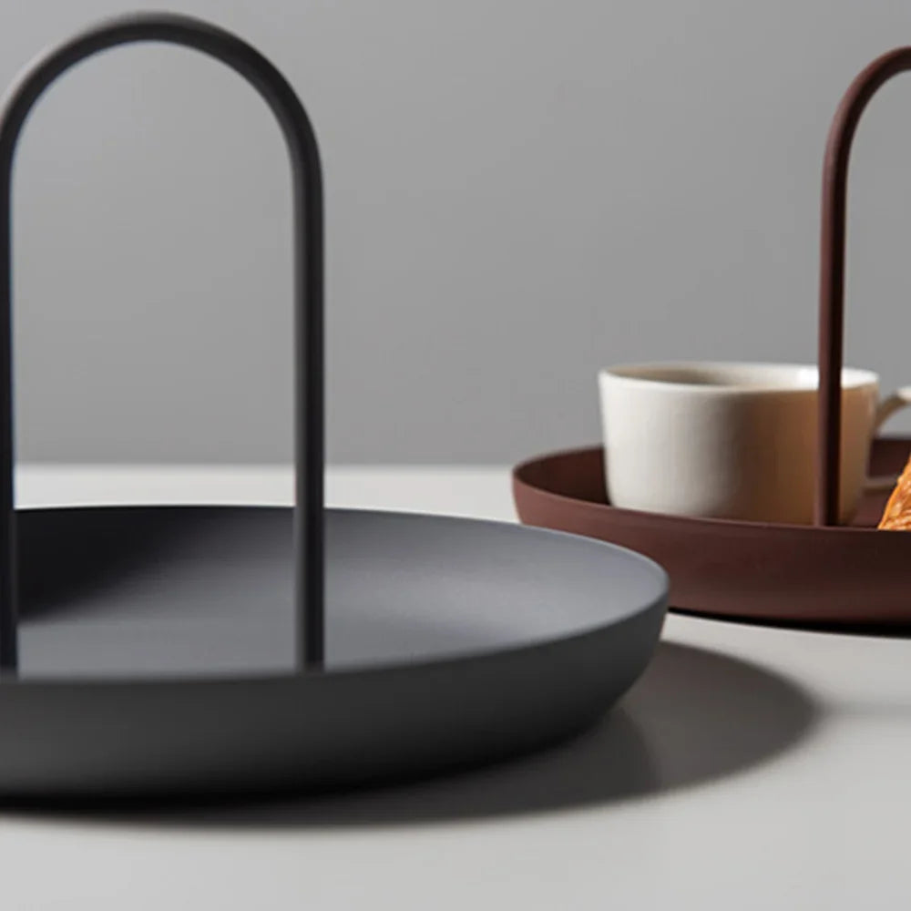 Plateau Rond Portable avec Poignée Style Nordique