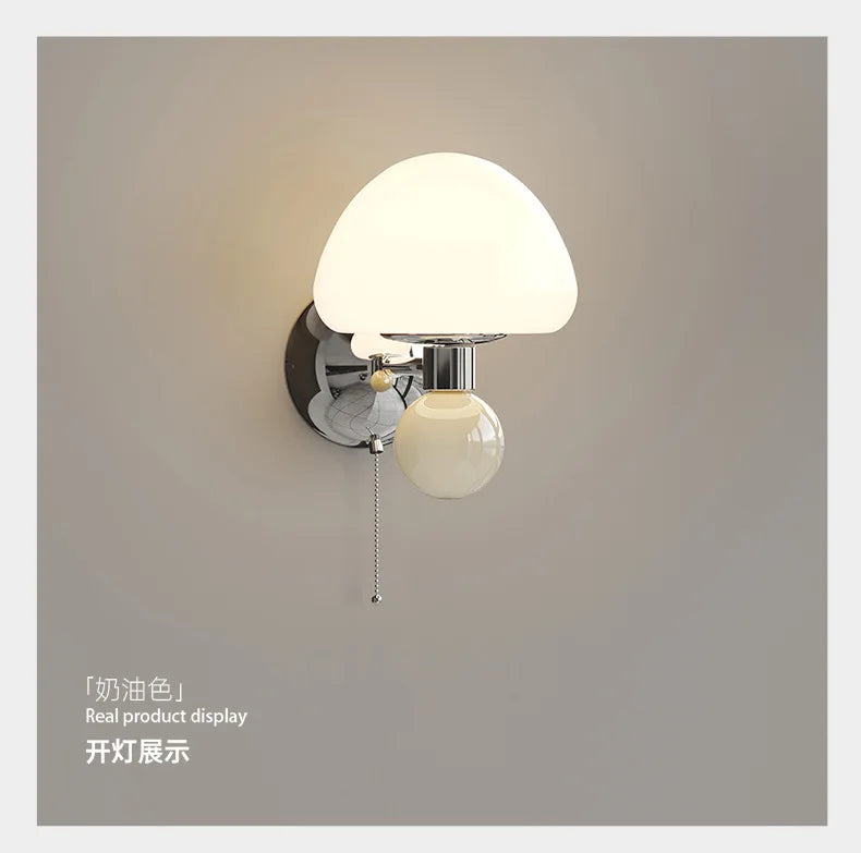 Applique Murale LED Champignon Crème à Tirette Enfant