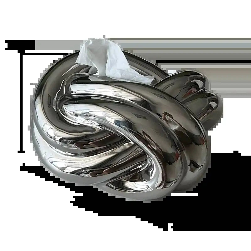 Twisted Knot Tissue Box – Silver Ceramic