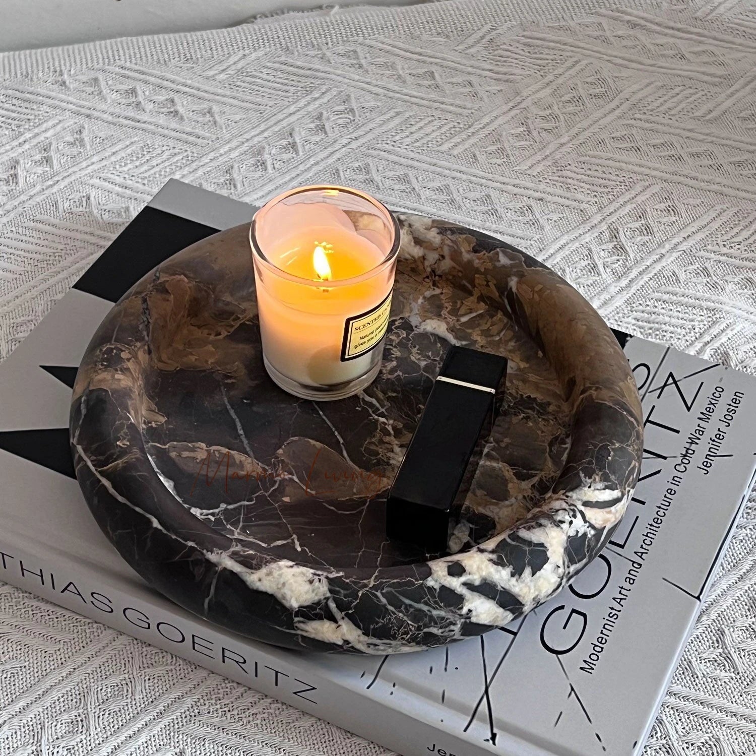 Plateau en Marbre Naturel Style Wabi-Sabi - Bijoux et Parfums