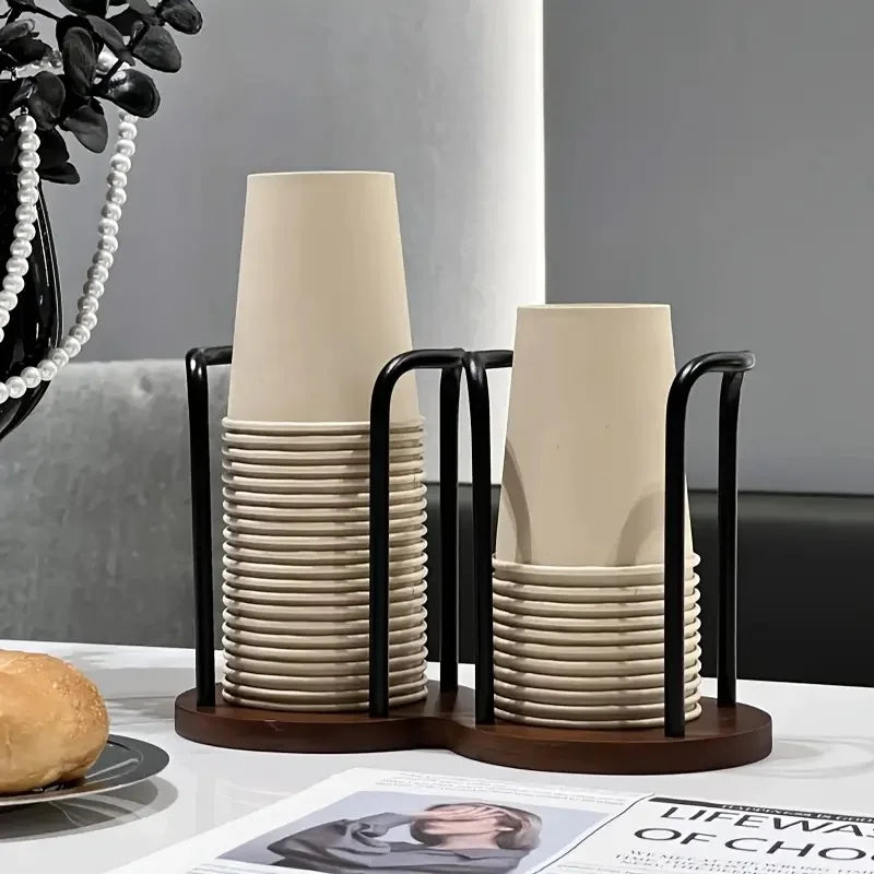 Support de Rangement Bois pour Gobelets Jetables